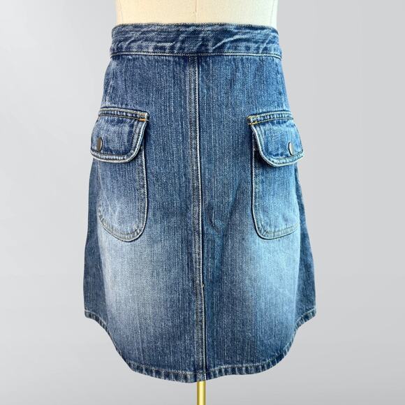 Vintage Y2K Fossil Blue Denim Multi Pocket Jean Skirt - Picture 2 of 5